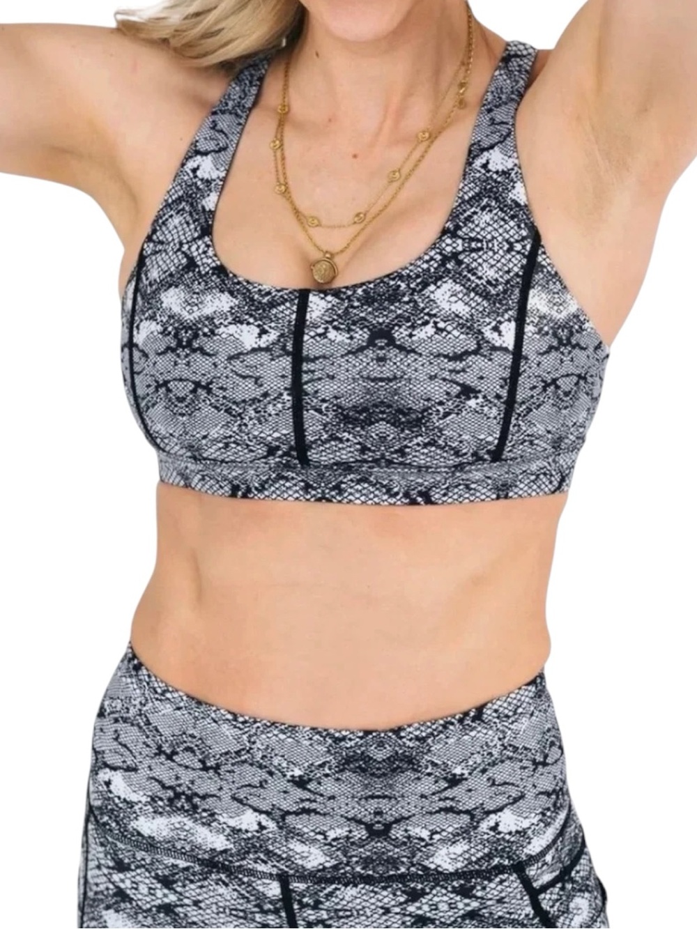 ZYIA Light N Tight Adjustable Sports Bra Cobra Metallic Snakeskin Women’s Medium
